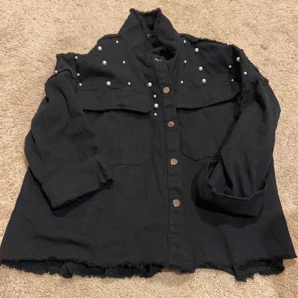 Oversized Pearl Studded Jacket